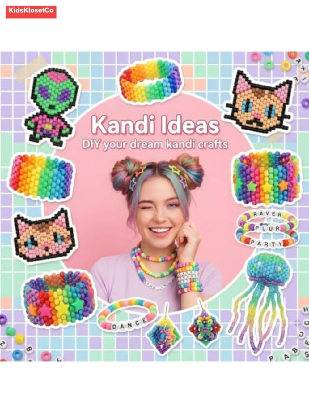 3280 Pcs Pony Beads Kit, 72 Colors Rainbow Kandi Beads with Letter Beads, - Picture 2 of 5